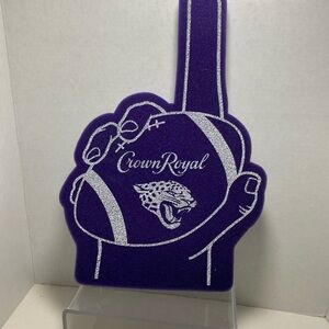 Crown royal purple foam finger with a panther in the middle